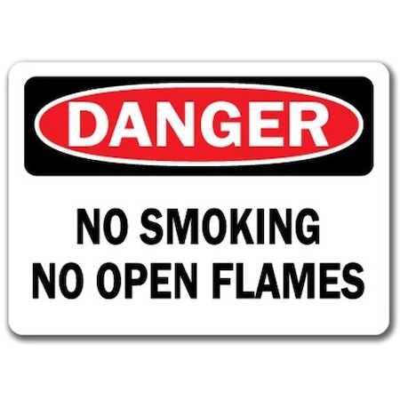 Signmission Danger Sign-No Smoking No Open Flames-10in x 14in OSHA, 10" L, 14" H, DS-No Smoking No Open Flames DS-No Smoking No Open Flames